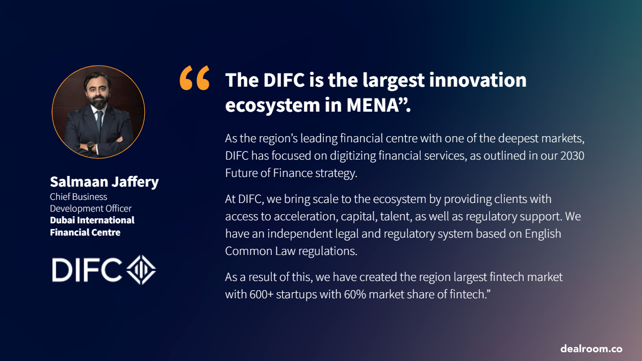 Quote by Salmaan Jaffery, Chief Business Development Officer of Dubai International Financial Centre on fintech in MENA